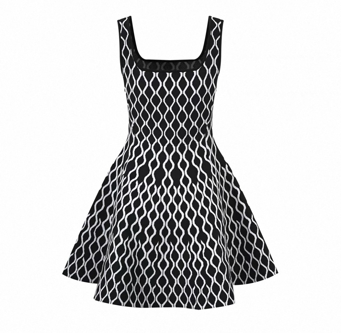 Square Neck Geometric Dress