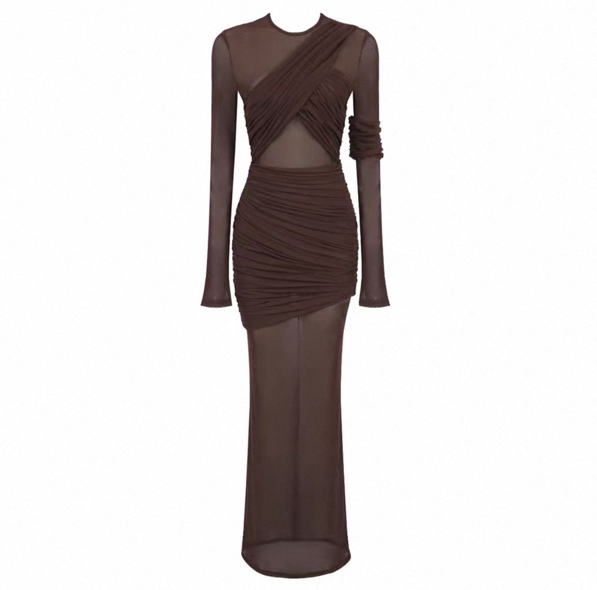 Mesh Rushed Long Dress
