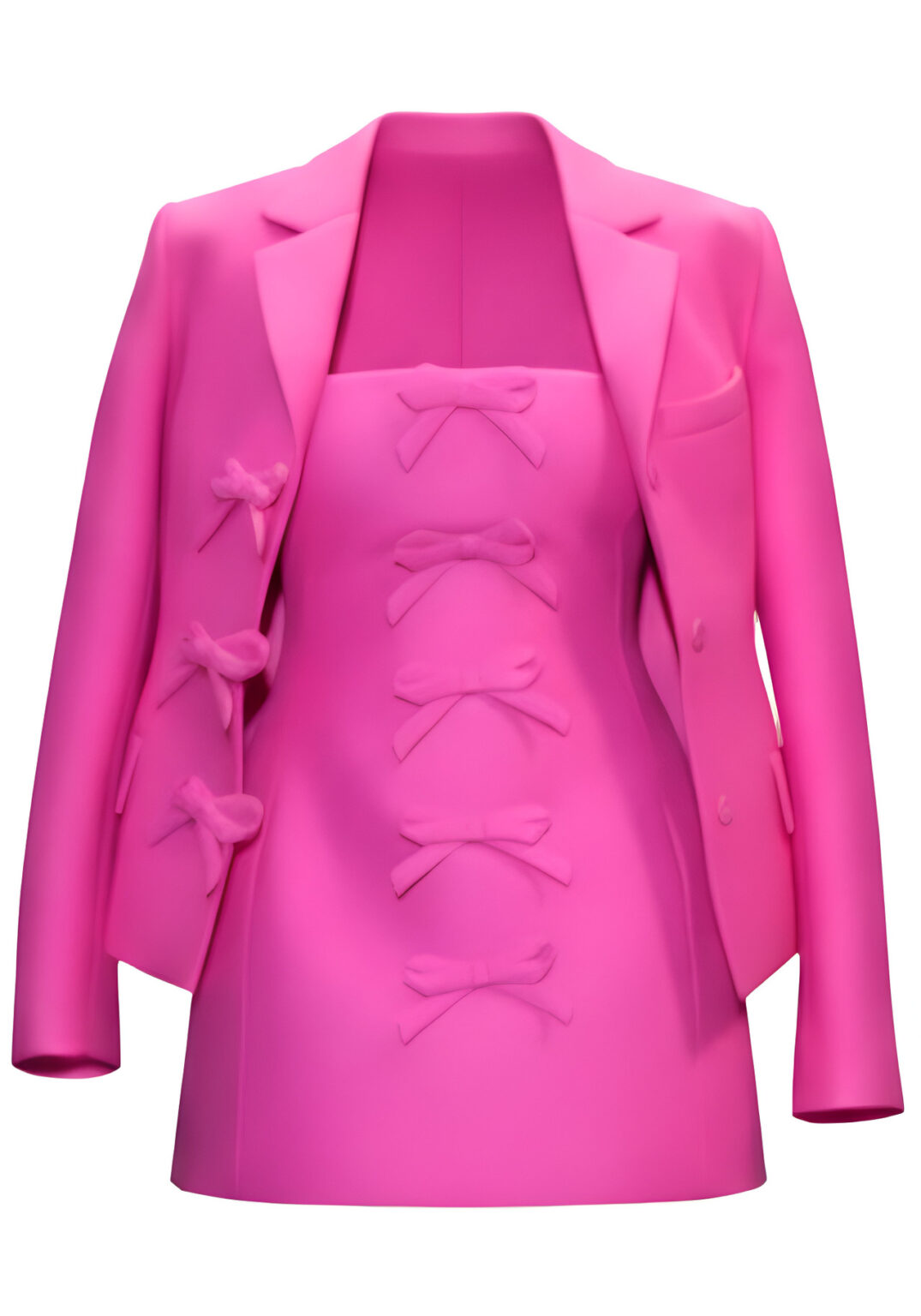 Bow Detail Strapless Dress And Blazer