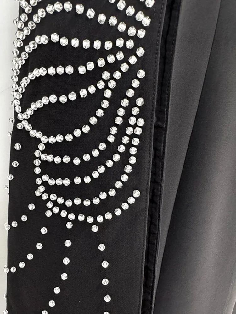 Crystal Embellished Cape Sleeve Maxi Dress Black 10
