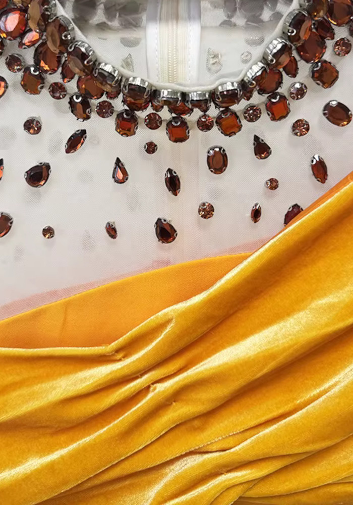 Crystal Long Sleeve Draped Maxi Dress Amber 10 Crystal Long Sleeve Draped Maxi Dress Amber 10