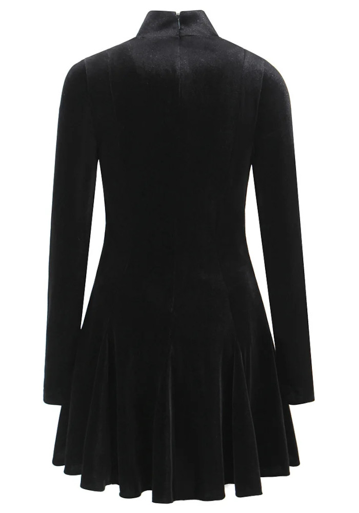 Long Sleeve A Line Velvet Dress