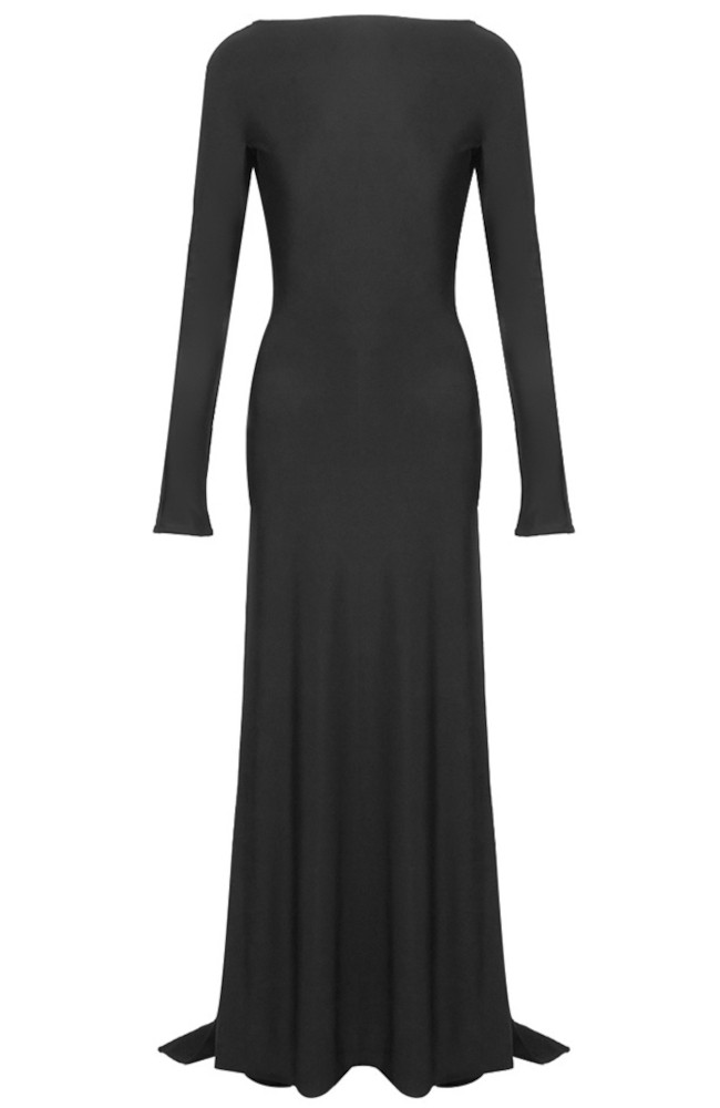 Long Sleeve Draped Backless Maxi Dress