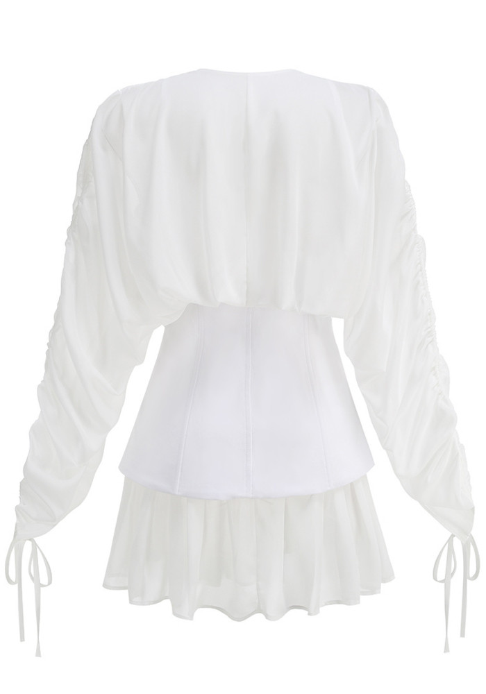Long Sleeve Corset A Line Dress White 8 Long Sleeve Corset A Line Dress White 8