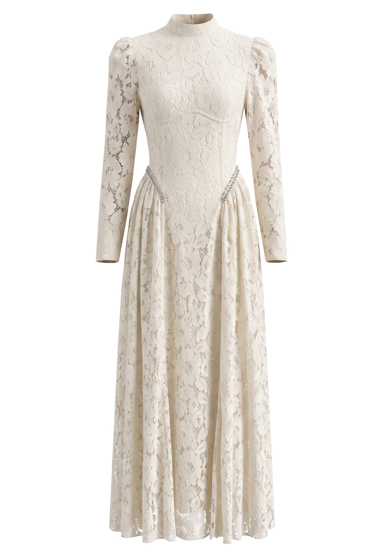 Long Sleeve Crystal Detail A Line Lace Maxi Dress Ivory 9 Long Sleeve Crystal Detail A Line Lace Maxi Dress Ivory 9