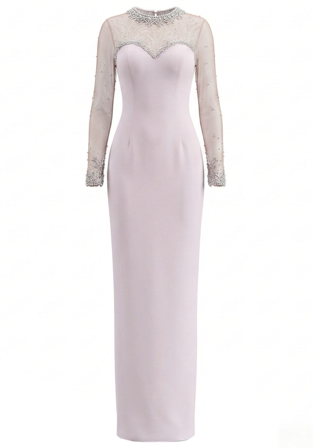 Long Sleeve Crystal Mesh Maxi Dress