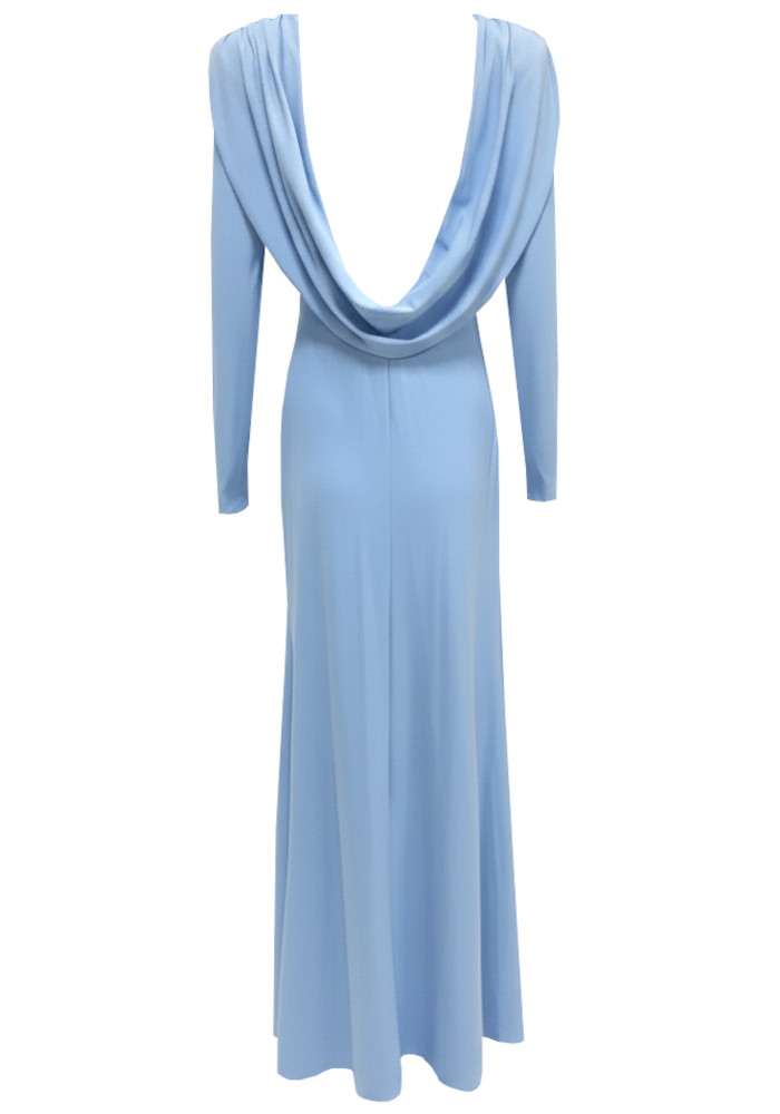 Long Sleeve Draped Back Maxi Dress