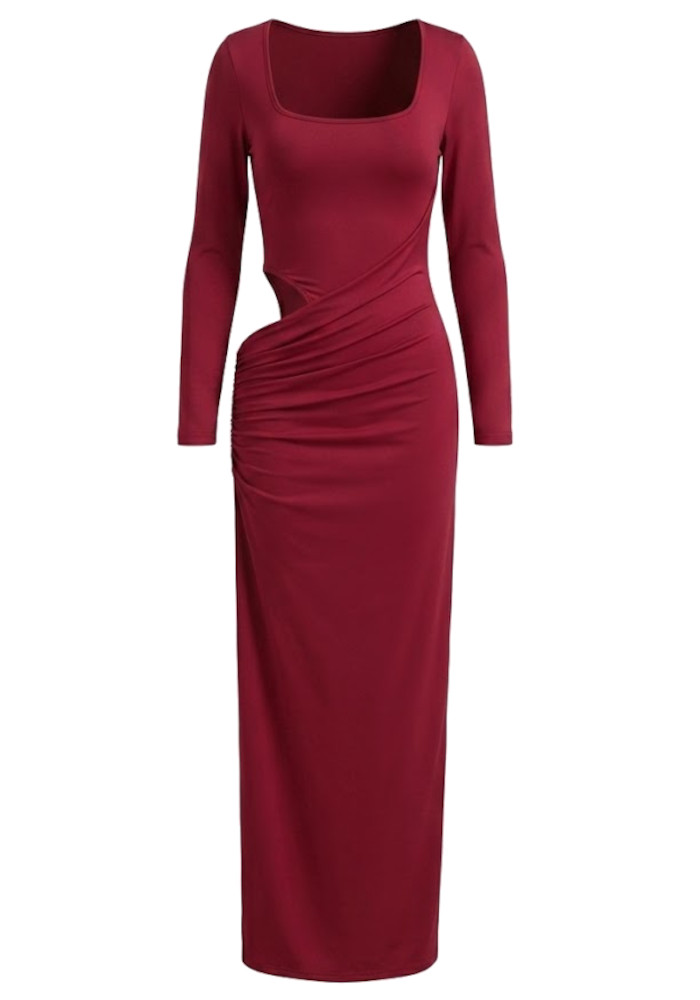 Long Sleeve Cut Out Detail Maxi Dress