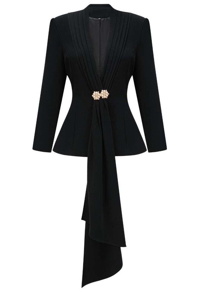 Long Sleeve Draped Detail Suit