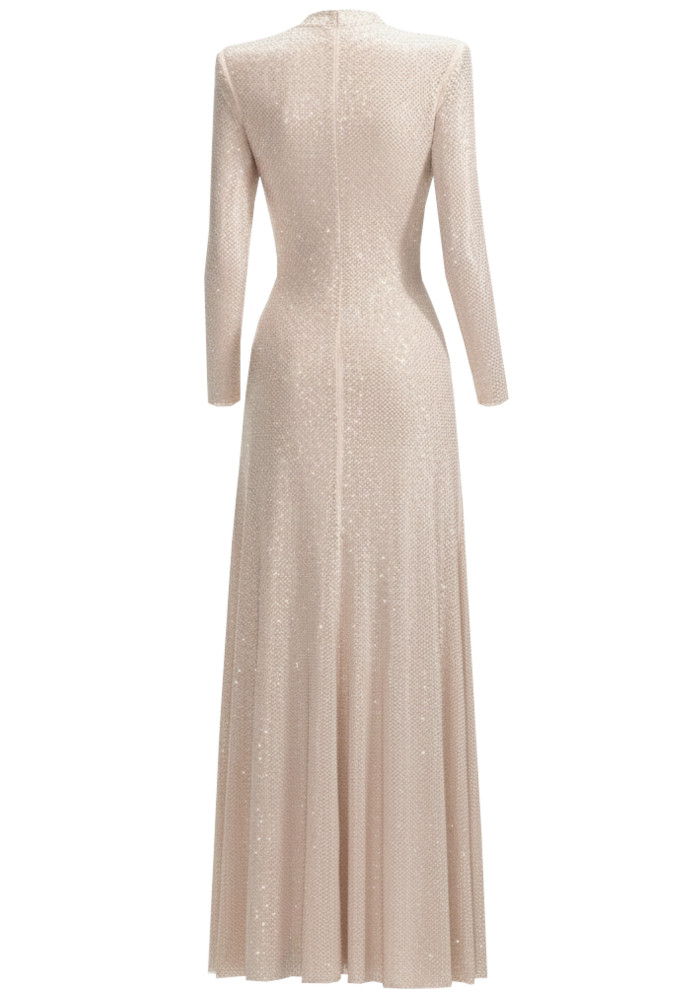 Long Sleeve Embellished Maxi Dress