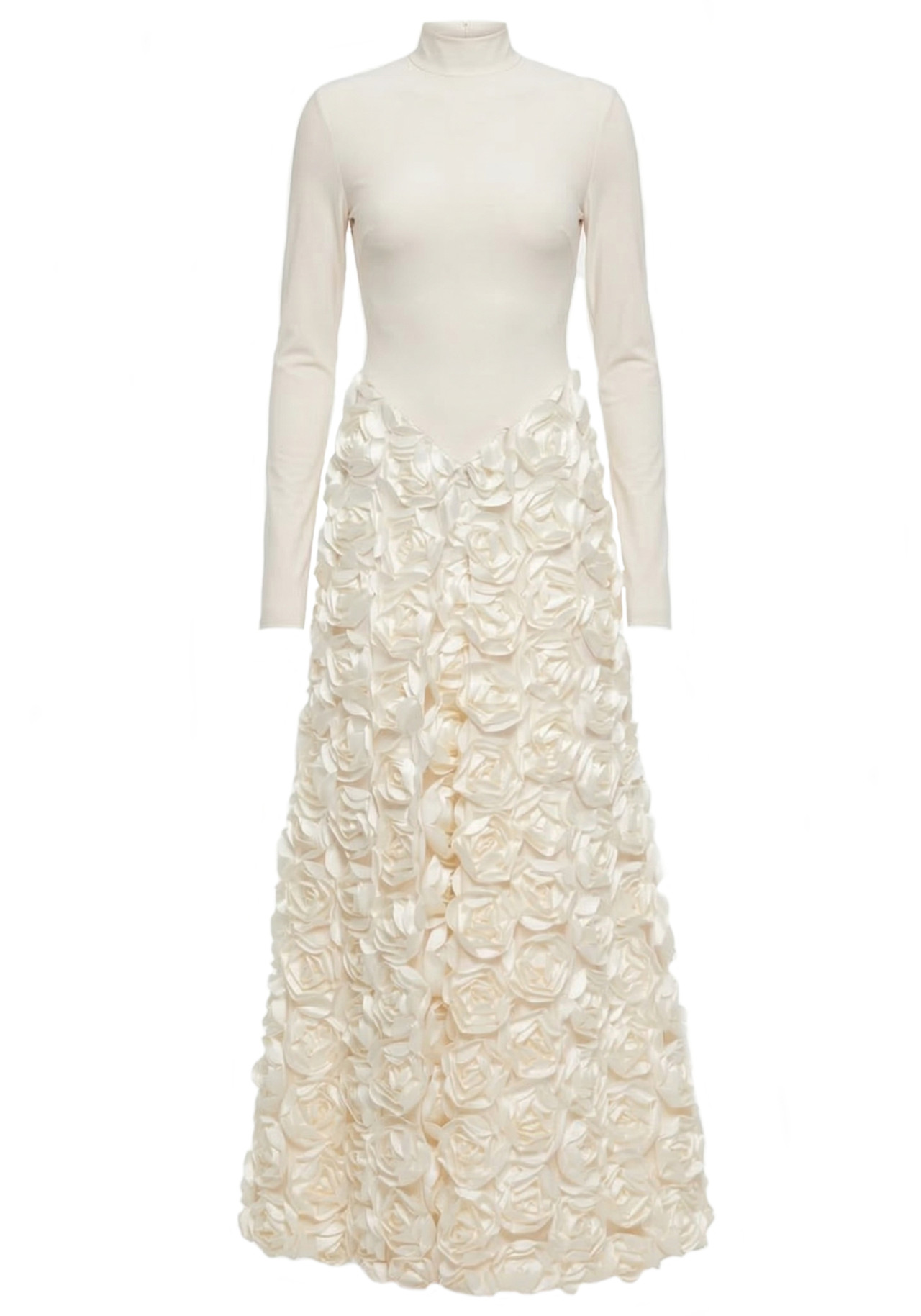 Long Sleeve Floral A Line Maxi Dress Ivory 8