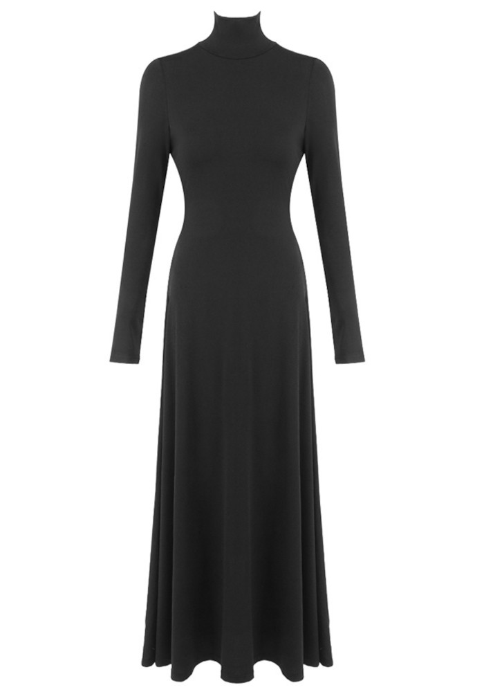 Long Sleeve Heart Cut Out Maxi Dress Black 9