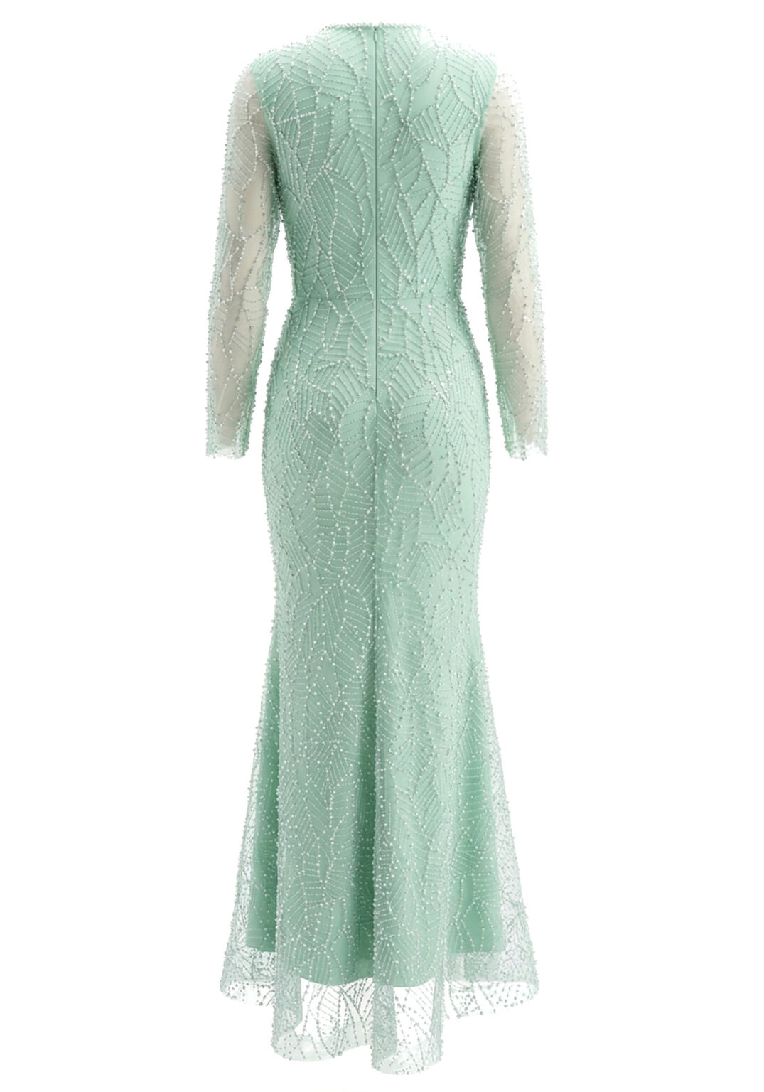 Long Sleeve Pearl Sequin Maxi Dress