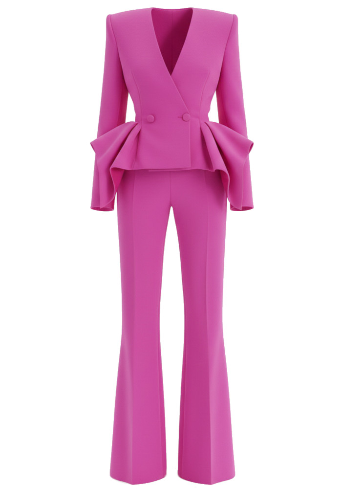 Long Sleeve Peplum Suit