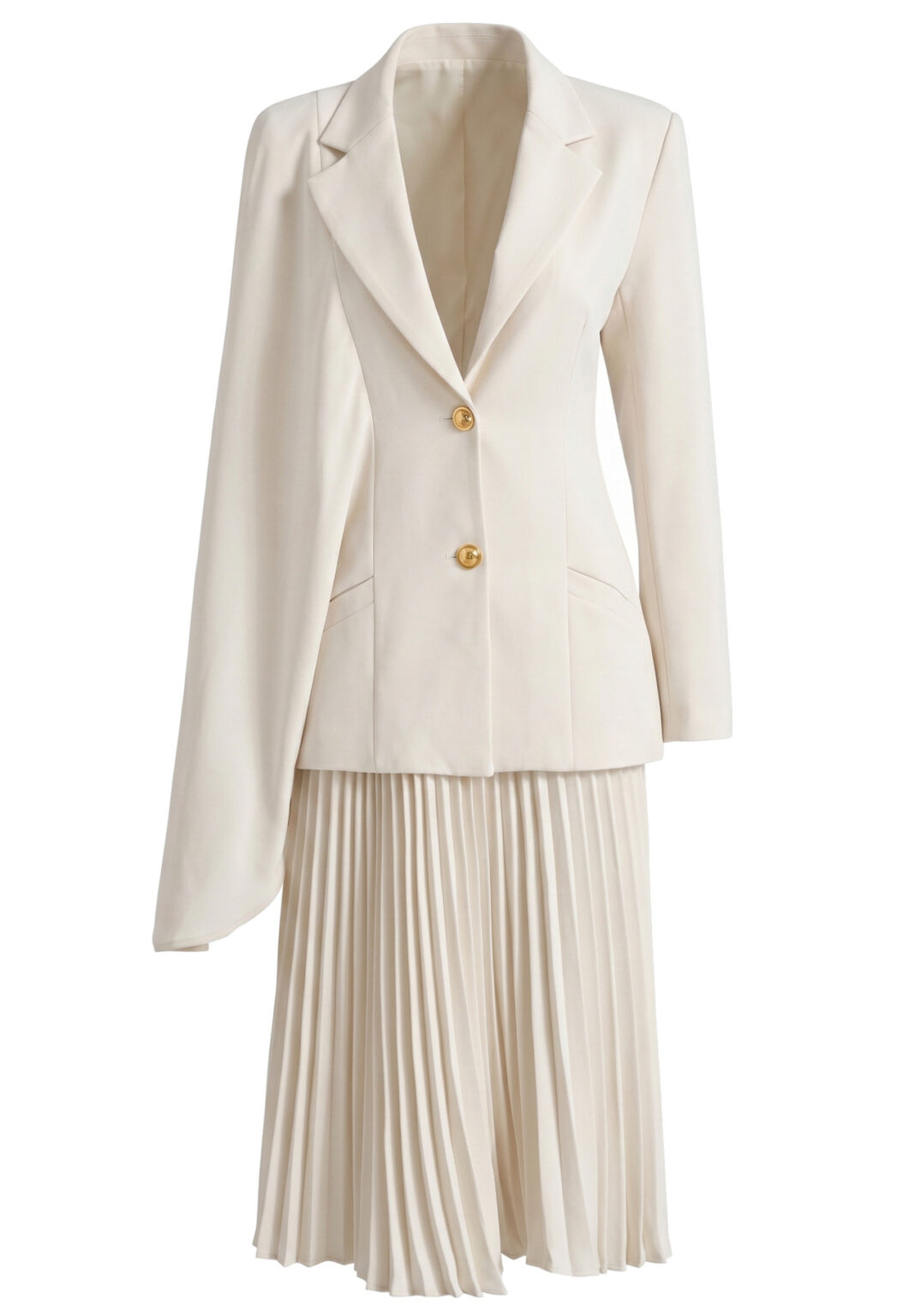 Long Sleeve Cape Pleated Midi Dress