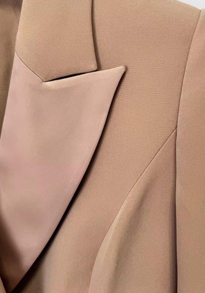 Long Sleeve Ruffle Detail Maxi Blazer Dress Brown 10 Long Sleeve Ruffle Detail Maxi Blazer Dress Brown 10