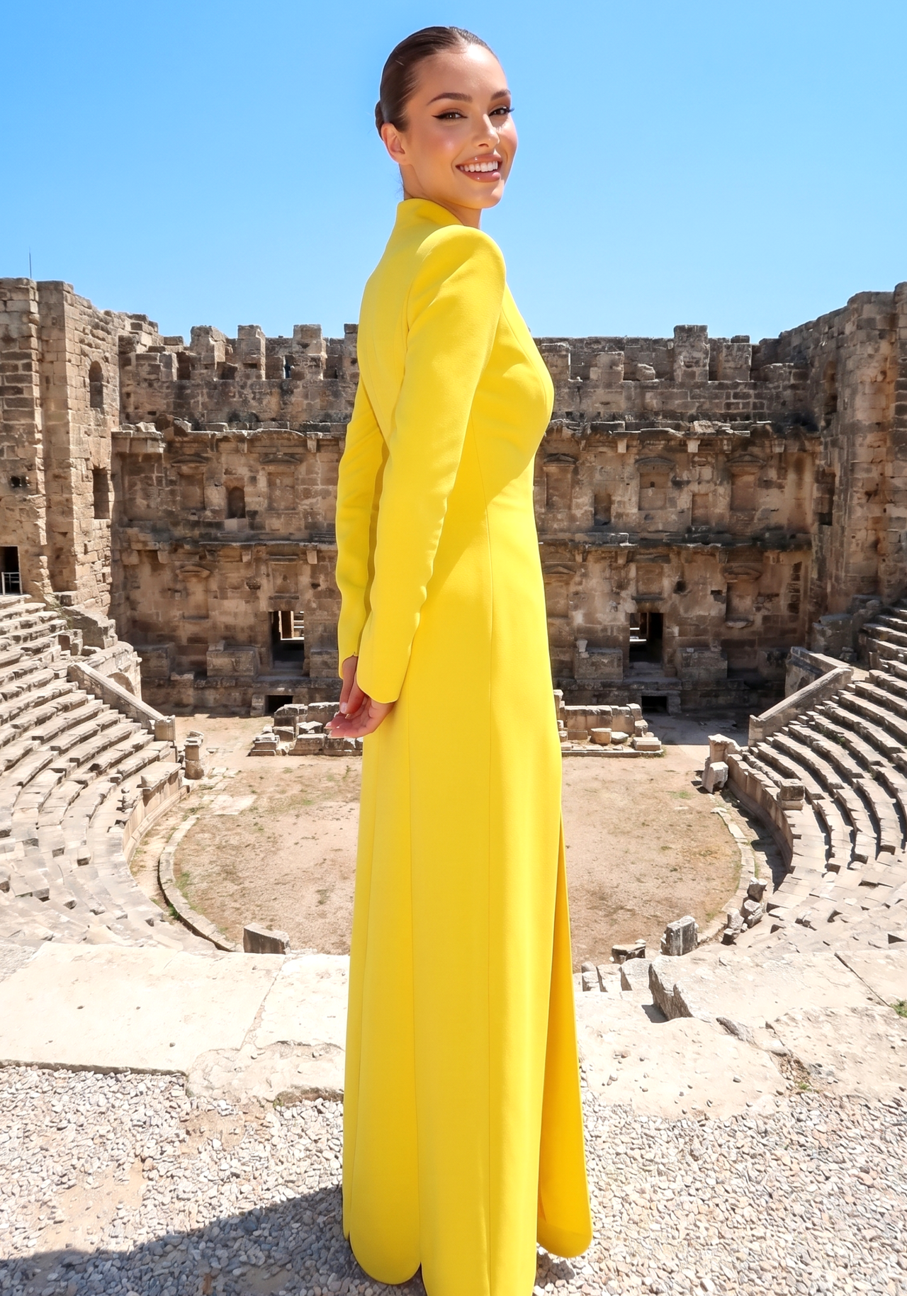 Long Sleeve Scalloped Hem Maxi Dress Yellow 5 Long Sleeve Scalloped Hem Maxi Dress Yellow 5
