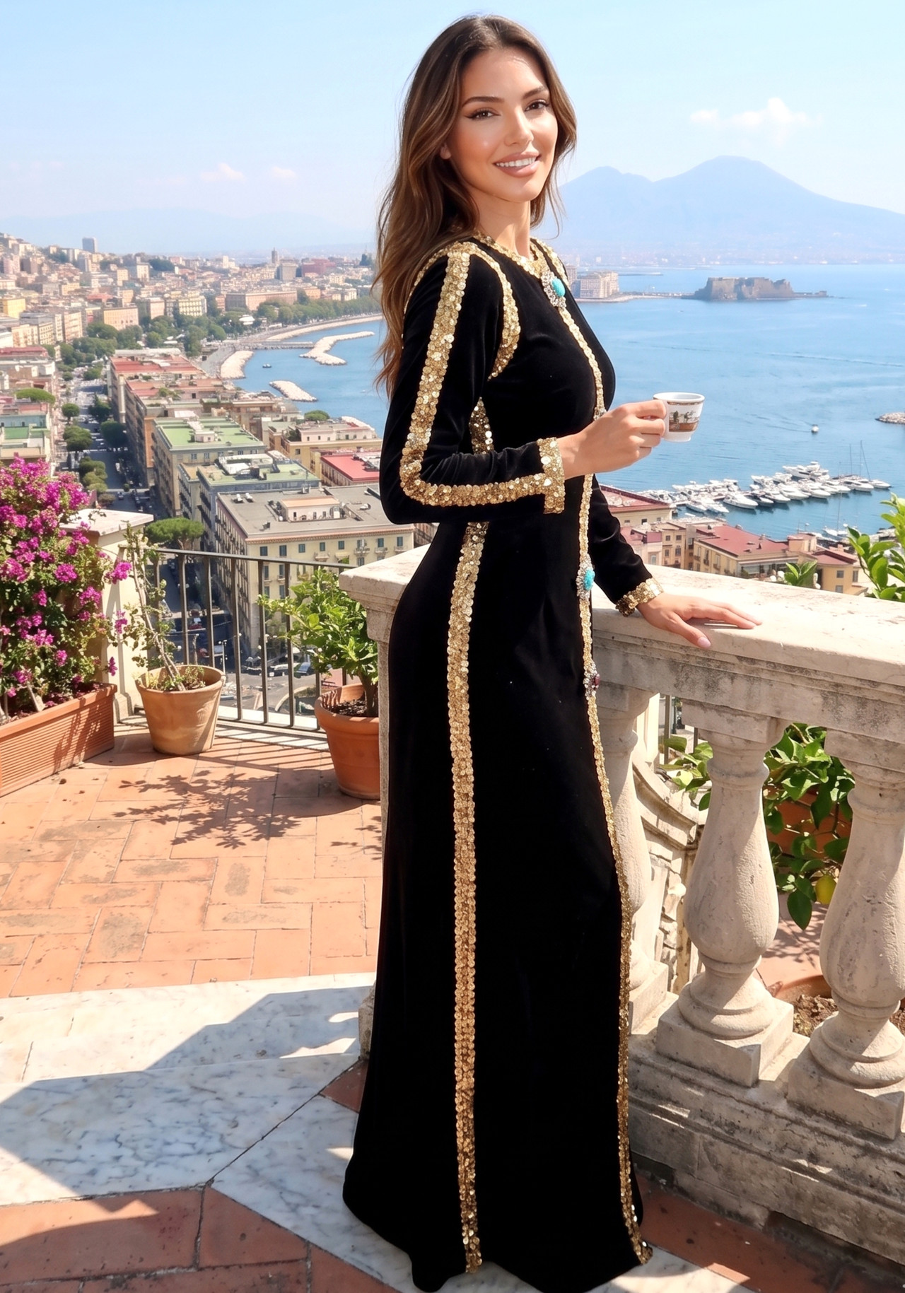 Long Sleeve Sequin Crystal Maxi Velvet Dress Black 3 Long Sleeve Sequin Crystal Maxi Velvet Dress Black 3