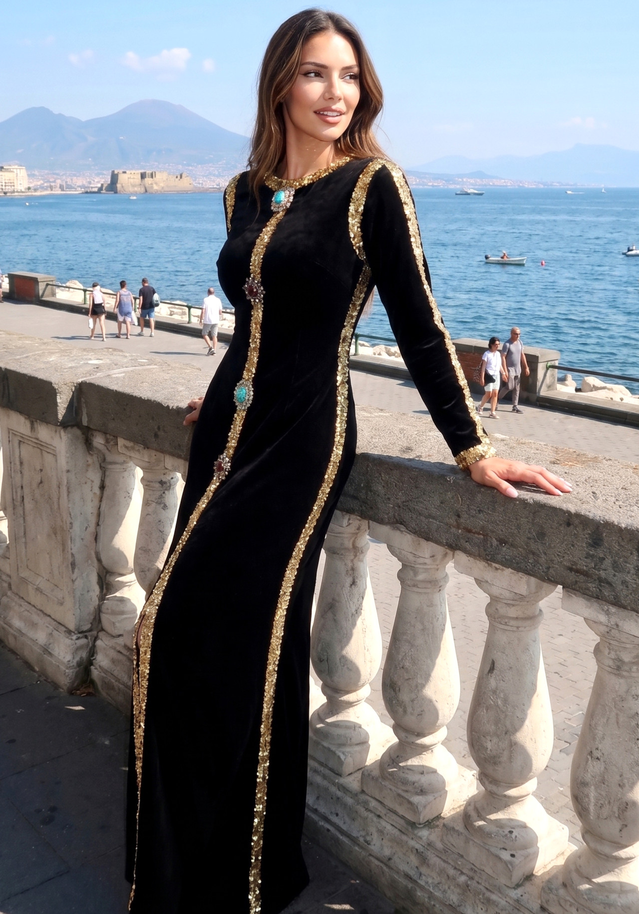Long Sleeve Sequin Crystal Maxi Velvet Dress Black 1 Long Sleeve Sequin Crystal Maxi Velvet Dress Black 1