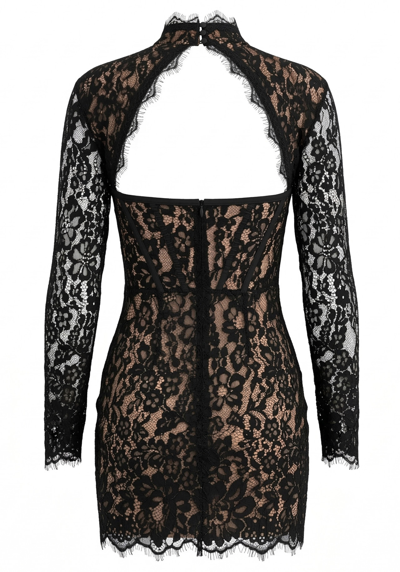 Long Sleeve Structured Lace Dress Black 9 Long Sleeve Structured Lace Dress Black 9
