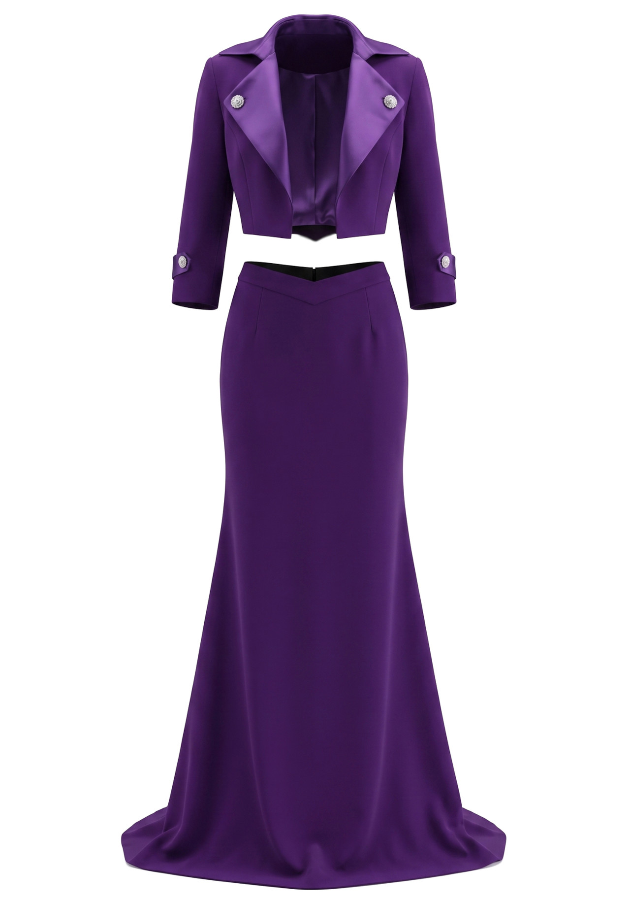 Long Sleeve Two Piece Maxi Dress Purple 8