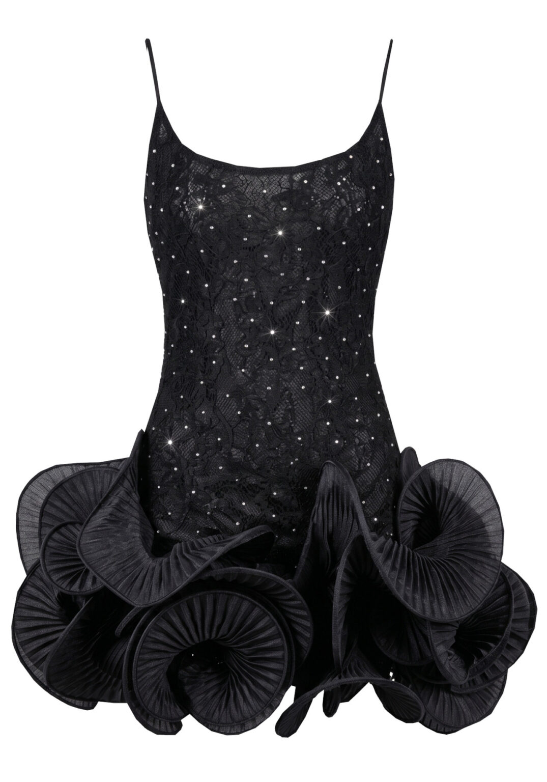 Long Sleeve Pleated Ruffle Dress
