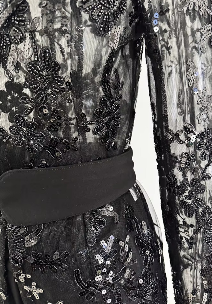 Sequin Lace Suit Black 10 Sequin Lace Suit Black 10