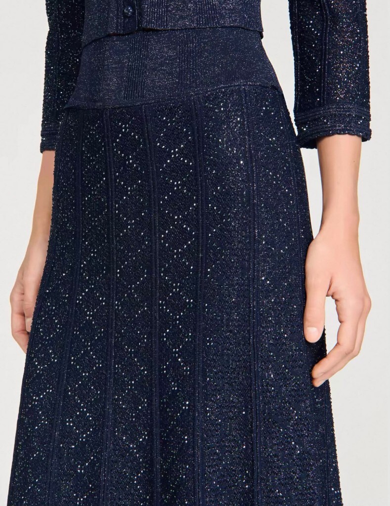 Sparkle Knit Cardigan and Midi Skirt detail Sparkle Knit Cardigan and Midi Skirt detail