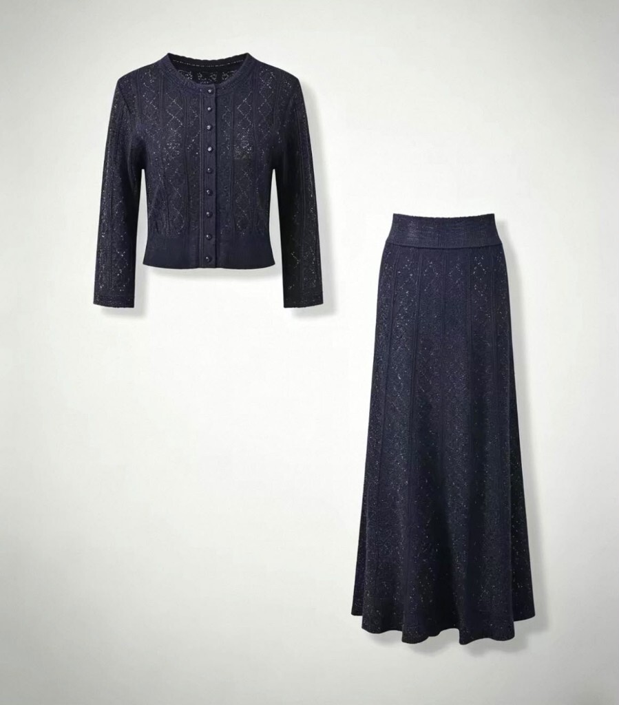 Sparkle Knit Cardigan and Midi Skirt